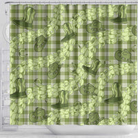 Lime Palaka Hawaii Cowboy Shower Curtain Puakenikeni Lei Paniolo Papale Seamless Vibes - Polynesian Pride