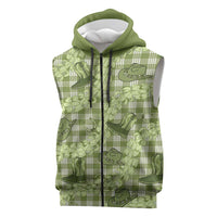 Lime Palaka Hawaii Cowboy Sleeveless Zip Hoodie Puakenikeni Lei Paniolo Papale Seamless Vibes LT14 Lime - Polynesian Pride