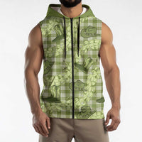 Lime Palaka Hawaii Cowboy Sleeveless Zip Hoodie Puakenikeni Lei Paniolo Papale Seamless Vibes LT14 - Polynesian Pride