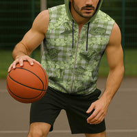 Lime Palaka Hawaii Cowboy Sleeveless Zip Hoodie Puakenikeni Lei Paniolo Papale Seamless Vibes - Polynesian Pride