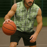 Lime Palaka Hawaii Cowboy Sleeveless Zip Hoodie Puakenikeni Lei Paniolo Papale Seamless Vibes LT14 - Polynesian Pride