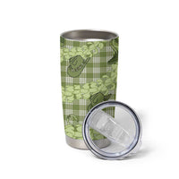 Lime Palaka Hawaii Cowboy Tumbler Cup Puakenikeni Lei Paniolo Papale Seamless Vibes - Polynesian Pride