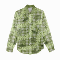 Lime Palaka Hawaii Cowboy Women Casual Shirt Puakenikeni Lei Paniolo Papale Seamless Vibes - Polynesian Pride