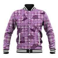 Purple Palaka Hawaii Cowboy Baseball Jacket Puakenikeni Lei Paniolo Papale Seamless Vibes - Polynesian Pride