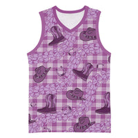 Purple Palaka Hawaii Cowboy Basketball Jersey Puakenikeni Lei Paniolo Papale Seamless Vibes - Polynesian Pride