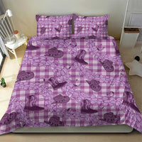 Purple Palaka Hawaii Cowboy Bedding Set Puakenikeni Lei Paniolo Papale Seamless Vibes - Polynesian Pride