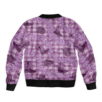 Purple Palaka Hawaii Cowboy Bomber Jacket Puakenikeni Lei Paniolo Papale Seamless Vibes - Polynesian Pride