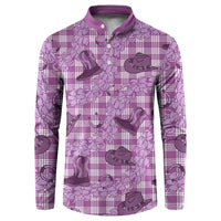 Purple Palaka Hawaii Cowboy Button Sweatshirt Puakenikeni Lei Paniolo Papale Seamless Vibes - Polynesian Pride