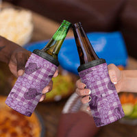 Purple Palaka Hawaii Cowboy 4 in 1 Can Cooler Tumbler Puakenikeni Lei Paniolo Papale Seamless Vibes - Polynesian Pride