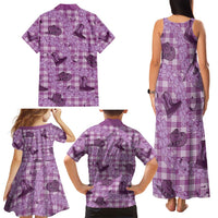 Purple Palaka Hawaii Cowboy Family Matching Tank Maxi Dress and Hawaiian Shirt Puakenikeni Lei Paniolo Papale Seamless Vibes - Polynesian Pride