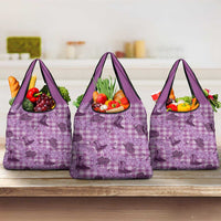 Purple Palaka Hawaii Cowboy Grocery Bag Puakenikeni Lei Paniolo Papale Seamless Vibes - Polynesian Pride