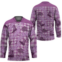 Purple Palaka Hawaii Cowboy Hockey Jersey Puakenikeni Lei Paniolo Papale Seamless Vibes - Polynesian Pride