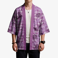 Purple Palaka Hawaii Cowboy Kimono Puakenikeni Lei Paniolo Papale Seamless Vibes - Polynesian Pride