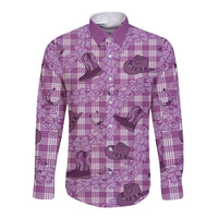 Purple Palaka Hawaii Cowboy Long Sleeve Button Shirt Puakenikeni Lei Paniolo Papale Seamless Vibes - Polynesian Pride