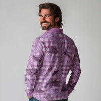 Purple Palaka Hawaii Cowboy Long Sleeve Polo Shirt Puakenikeni Lei Paniolo Papale Seamless Vibes - Polynesian Pride