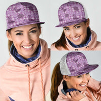 Purple Palaka Hawaii Cowboy Mesh Trucker Cap Puakenikeni Lei Paniolo Papale Seamless Vibes - Polynesian Pride