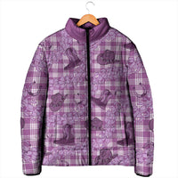 Purple Palaka Hawaii Cowboy Padded Jacket Puakenikeni Lei Paniolo Papale Seamless Vibes - Polynesian Pride