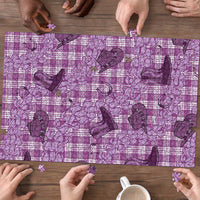 Purple Palaka Hawaii Cowboy Puzzle Puakenikeni Lei Paniolo Papale Seamless Vibes - Polynesian Pride