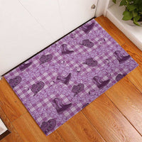 Purple Palaka Hawaii Cowboy Rubber Doormat Puakenikeni Lei Paniolo Papale Seamless Vibes - Polynesian Pride