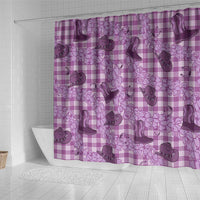 Purple Palaka Hawaii Cowboy Shower Curtain Puakenikeni Lei Paniolo Papale Seamless Vibes - Polynesian Pride