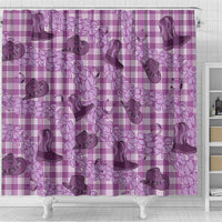 Purple Palaka Hawaii Cowboy Shower Curtain Puakenikeni Lei Paniolo Papale Seamless Vibes - Polynesian Pride