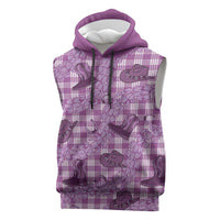 Purple Palaka Hawaii Cowboy Sleeveless Hoodie Puakenikeni Lei Paniolo Papale Seamless Vibes - Polynesian Pride
