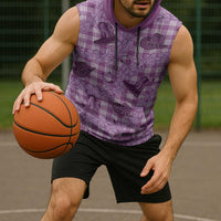 Purple Palaka Hawaii Cowboy Sleeveless Hoodie Puakenikeni Lei Paniolo Papale Seamless Vibes - Polynesian Pride