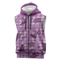 Purple Palaka Hawaii Cowboy Sleeveless Zip Hoodie Puakenikeni Lei Paniolo Papale Seamless Vibes - Polynesian Pride