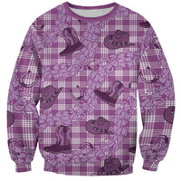 Purple Palaka Hawaii Cowboy Sweatshirt Puakenikeni Lei Paniolo Papale Seamless Vibes - Polynesian Pride