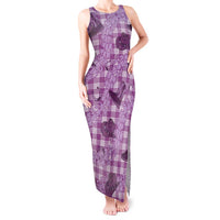 Purple Palaka Hawaii Cowboy Tank Maxi Dress Puakenikeni Lei Paniolo Papale Seamless Vibes - Polynesian Pride