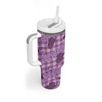 Purple Palaka Hawaii Cowboy Tumbler With Handle Puakenikeni Lei Paniolo Papale Seamless Vibes - Polynesian Pride