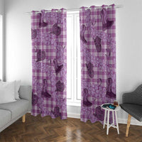 Purple Palaka Hawaii Cowboy Window Curtain Puakenikeni Lei Paniolo Papale Seamless Vibes - Polynesian Pride