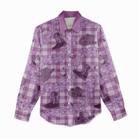 Purple Palaka Hawaii Cowboy Women Casual Shirt Puakenikeni Lei Paniolo Papale Seamless Vibes - Polynesian Pride