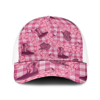 Pink Palaka Hawaii Cowboy Baseball Net Cap Puakenikeni Lei Paniolo Papale Seamless Vibes - Polynesian Pride