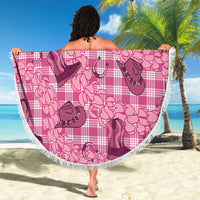 Pink Palaka Hawaii Cowboy Beach Blanket Puakenikeni Lei Paniolo Papale Seamless Vibes - Polynesian Pride