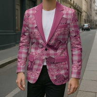 Pink Palaka Hawaii Cowboy Blazer Puakenikeni Lei Paniolo Papale Seamless Vibes - Polynesian Pride