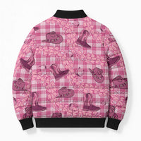 Pink Palaka Hawaii Cowboy Bomber Puffer Jacket Puakenikeni Lei Paniolo Papale Seamless Vibes - Polynesian Pride