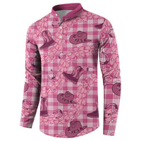 Pink Palaka Hawaii Cowboy Button Sweatshirt Puakenikeni Lei Paniolo Papale Seamless Vibes - Polynesian Pride