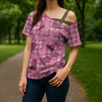 Pink Palaka Hawaii Cowboy Cross Shoulder Shirt Puakenikeni Lei Paniolo Papale Seamless Vibes - Polynesian Pride