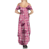 Pink Palaka Hawaii Cowboy Family Matching Summer Maxi Dress and Hawaiian Shirt Puakenikeni Lei Paniolo Papale Seamless Vibes - Polynesian Pride