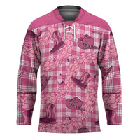 Pink Palaka Hawaii Cowboy Hockey Jersey Puakenikeni Lei Paniolo Papale Seamless Vibes LT14 Unisex Pink - Polynesian Pride