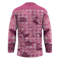 Pink Palaka Hawaii Cowboy Hockey Jersey Puakenikeni Lei Paniolo Papale Seamless Vibes LT14 - Polynesian Pride
