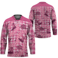 Pink Palaka Hawaii Cowboy Hockey Jersey Puakenikeni Lei Paniolo Papale Seamless Vibes LT14 - Polynesian Pride