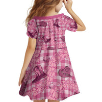 Pink Palaka Hawaii Cowboy Kid Short Sleeve Dress Puakenikeni Lei Paniolo Papale Seamless Vibes LT14 - Polynesian Pride