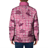Pink Palaka Hawaii Cowboy Padded Jacket Puakenikeni Lei Paniolo Papale Seamless Vibes - Polynesian Pride