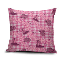 Pink Palaka Hawaii Cowboy Pillow Cover Puakenikeni Lei Paniolo Papale Seamless Vibes - Polynesian Pride