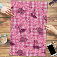 Pink Palaka Hawaii Cowboy Puzzle Puakenikeni Lei Paniolo Papale Seamless Vibes - Polynesian Pride