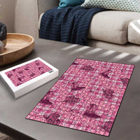 Pink Palaka Hawaii Cowboy Puzzle Puakenikeni Lei Paniolo Papale Seamless Vibes - Polynesian Pride