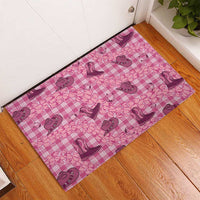 Pink Palaka Hawaii Cowboy Rubber Doormat Puakenikeni Lei Paniolo Papale Seamless Vibes - Polynesian Pride