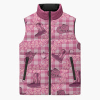 Pink Palaka Hawaii Cowboy Sleeveless Puffer Jacket Puakenikeni Lei Paniolo Papale Seamless Vibes - Polynesian Pride
